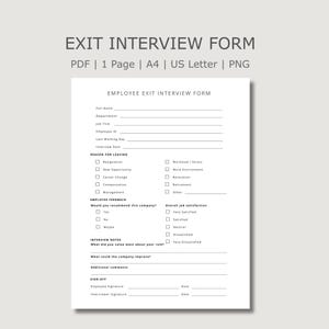 Modulo per il colloquio di uscita del dipendente, Scheda di feedback per la cessazione del rapporto di lavoro, Questionario di uscita del personale, Stampabile per le risorse umane