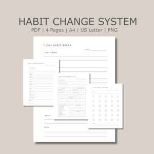 Habit Change System, Trigger Tracker, Replacement Plan, 30 Day Challenge
