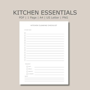 Kitchen Cleaning Checklist Home Organizer Simple Routine Task List