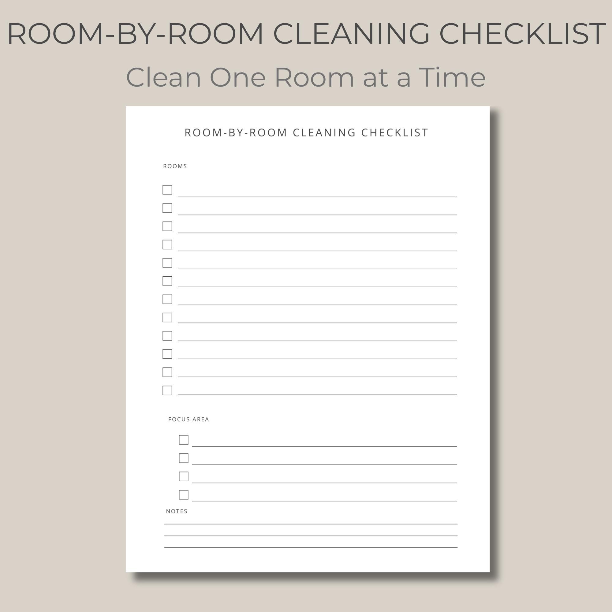 Room by Room Checklist Home Organization Task Planner Cleaning System ...