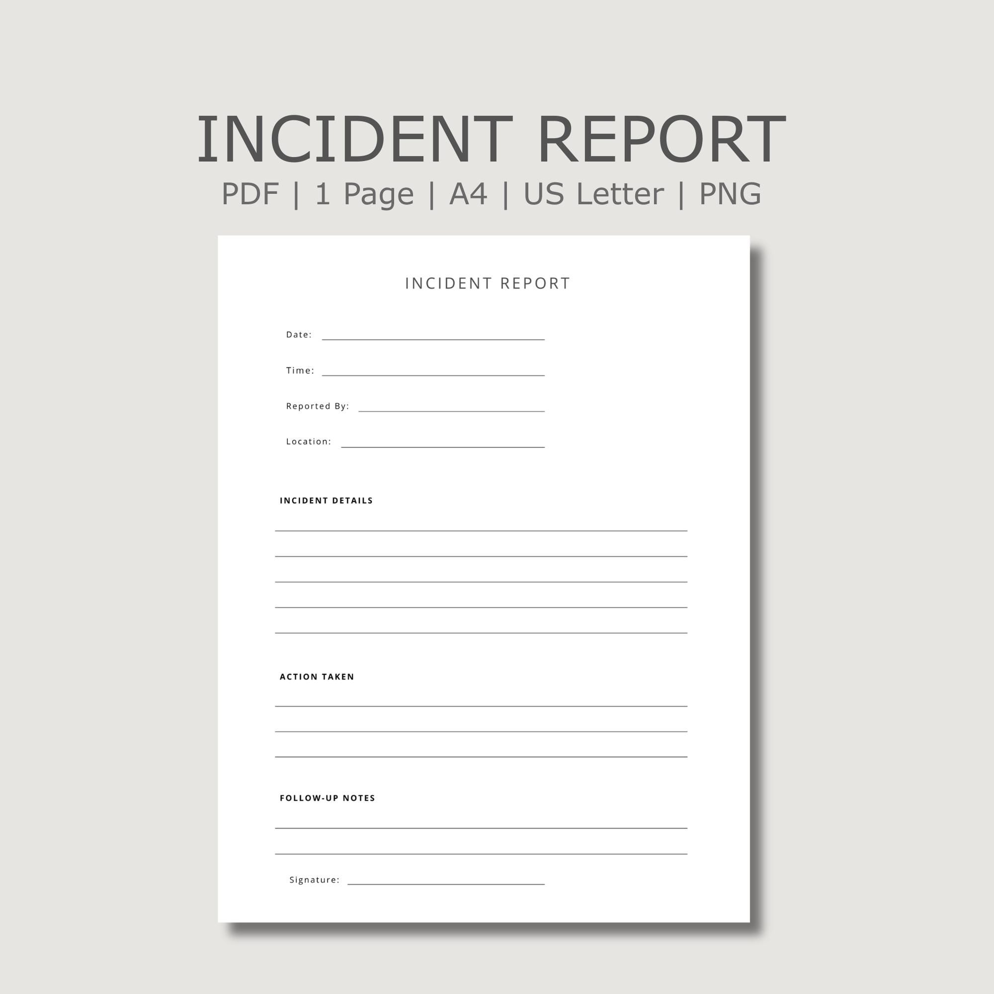 Workplace Incident Form, Office Report Sheet, Problem Record - Etsy