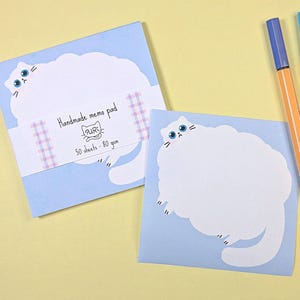 Notatnik Kawaii Cat – Cloud Cat – 50 odrywanych stron – 9,5 x 9,5 cm Lista rzeczy do zrobienia – Kawaii artykuły papiernicze dla miłośników kotów