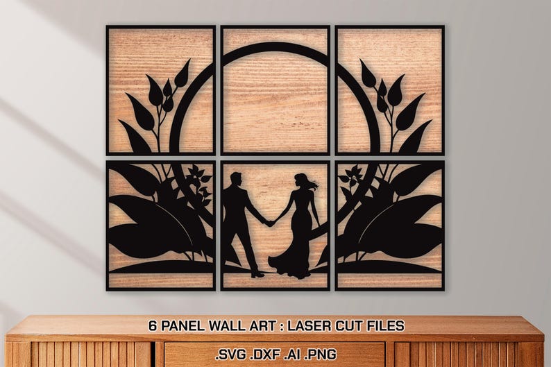 Romantic Vector Dxf Laser Cut Files : Couple Silhouette SVG, DXF, Vector, Template ...