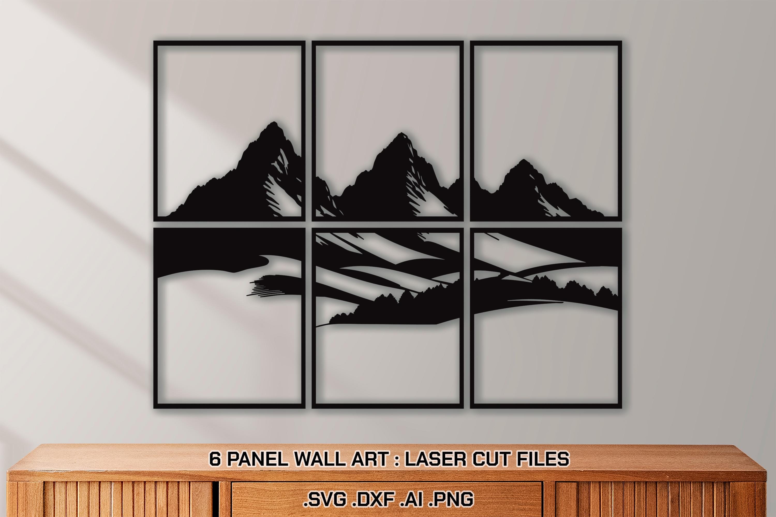 Laser Cut Files : Mountain Ridge SVG, DXF, Vector, Template, Pine ...