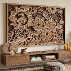 Laser Cut Files : Layered Floral Mandala SVG,  DXF, Vector WallArt, 5 Multilayer Mandala Decor