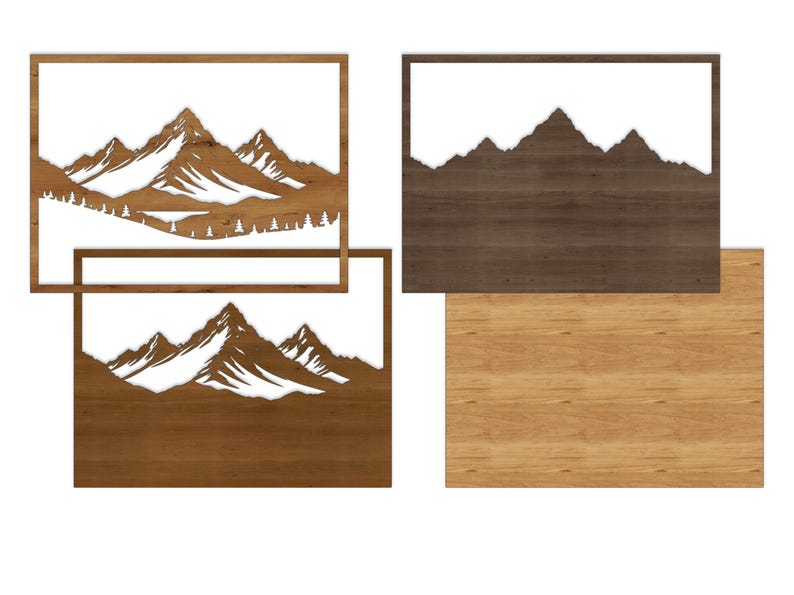 Laser Cut Files : Layered Mountain Ridge SVG, DXF, Vector, Pine Forest ...