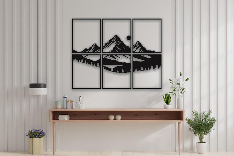 Laser Cut Files : Mountain Ridge SVG, DXF, Vector, Template, Pine ...