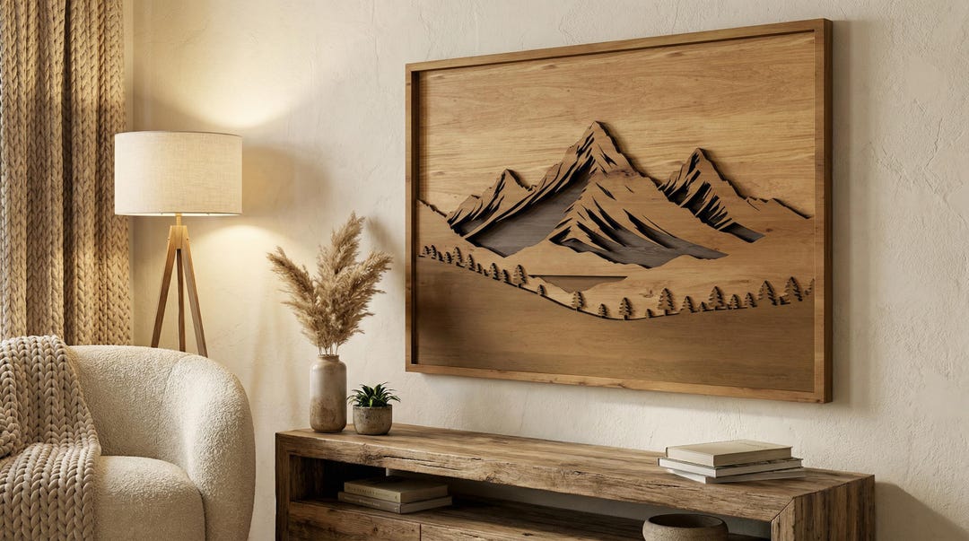 Rustic Ridge Svg Laser Cut Files : Layered Mountain Ridge SVG, DXF, Vector, Pine Forest ...