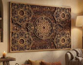 Laser Cut Files : Layered Mandala SVG,  DXF, Vector, Template, 6 Multilayer Mandala Decor, Floral