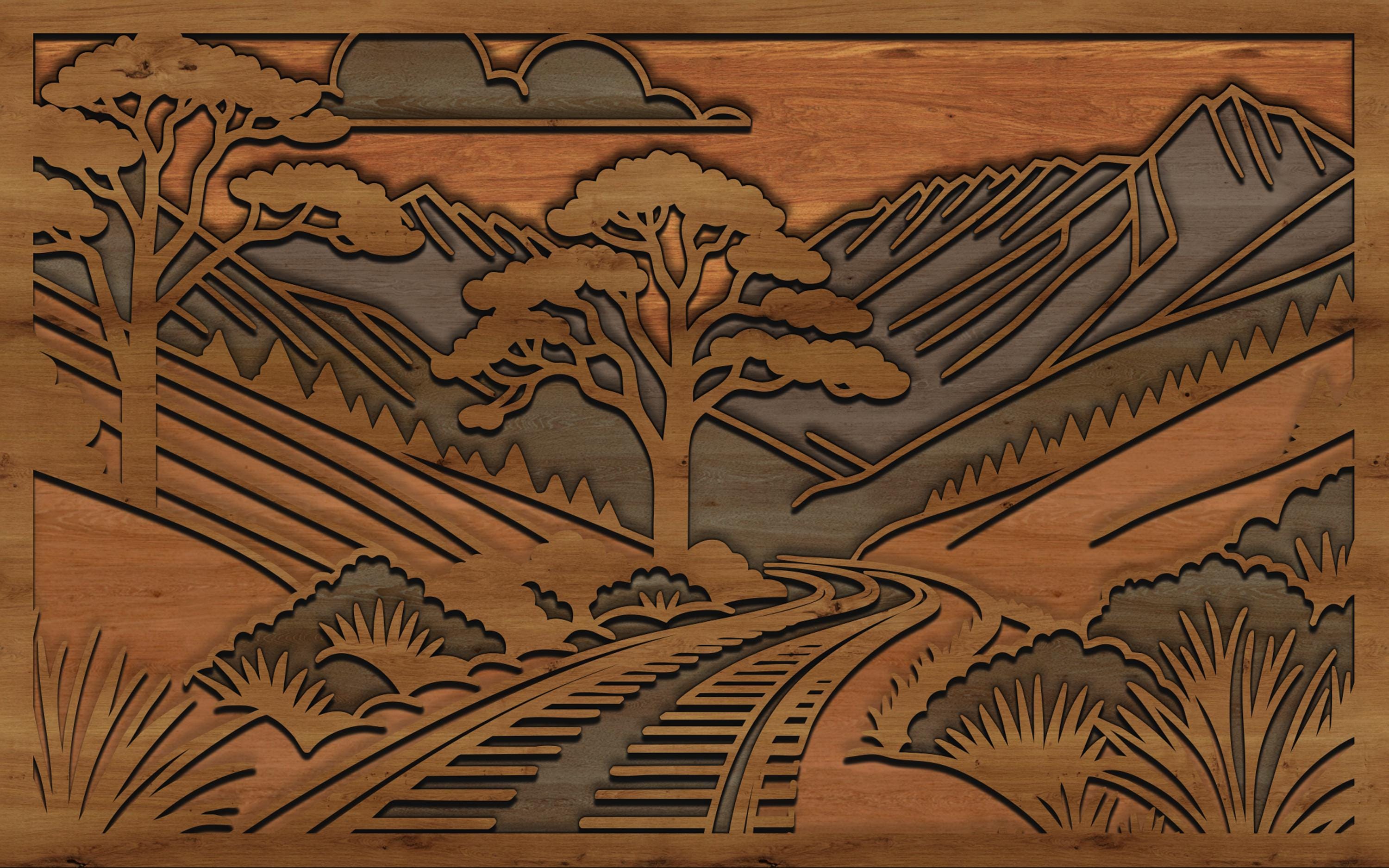 Laser Cut Files : Layered Mountain Railway SVG, DXF, Vector, Train ...