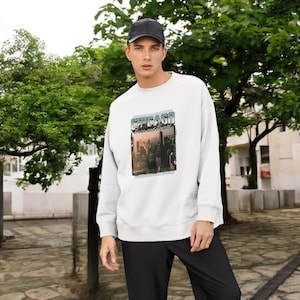 Chicago Born and Raised White Sweatshirt – Chicago City Graphic Tee, Urban Streetwear, Unisex Hoodie, Gift for Chicago Lovers