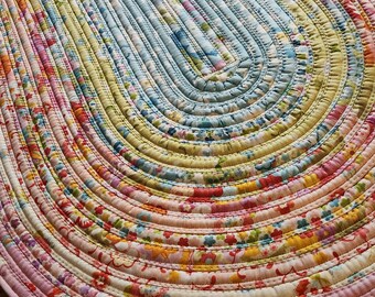 Handmade~Floral Jelly Roll Rug 22"x43.75"