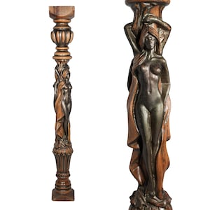 Wood Railing For Stairs, Women Body Carved Railing 10x80cm, Handmade Railing, Hand Crafted Railing