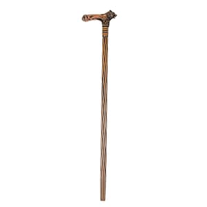 Hand-Carved Wooden Kurd Head Walking Cane, Unique Handmade Wood Walking Stick for Men, Gift for Him, Animal Head Wood Walking Sticks 33&quot;