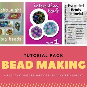 Pack of 3 bead making tutorials, extruded, craft, big items, checkered, tartan, glitter use