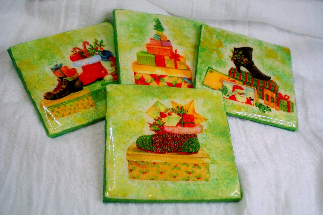 Xmas DIY Coaster Tutorial,christmas Handmade Coasters, Resin Coasters