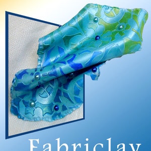 FABRICLAY -The Stenciled! tutorial, brooch, pin, fabric, cloth, polymer clay, painted, folded, handmade,