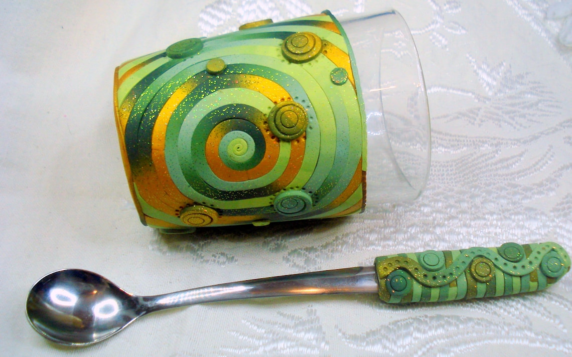 Polymer Clay Mug Tutorial Techniques, Ideas, Glass, Spoon, Coaster, Handmade, Unique, Gift, Tips