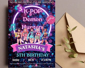 Kpop Demon Hunters Birthday Invitation | Editable Anime Template (Digital Download)