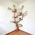 Tree Branch Book Shelf – Driftwood & Solid Wood Tree Corner Floating Shelf – Reclaimed Wood Bookcase