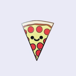 Pizza Slice Pin with Smile and Pepperoni Enamel or Lapel Pin