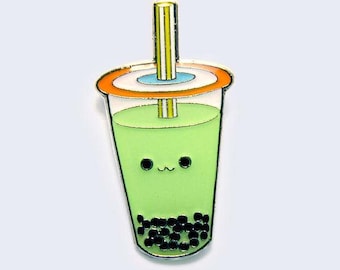 タピオカ バブルティー 緑茶 エナメルピン - アジアの人気文化