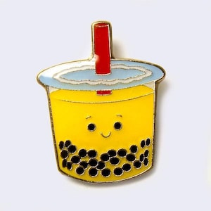 Big Boba Bubble Tea Enamel Pin - Asian Food Enamel Pins - Boba Tea Lapel Pin