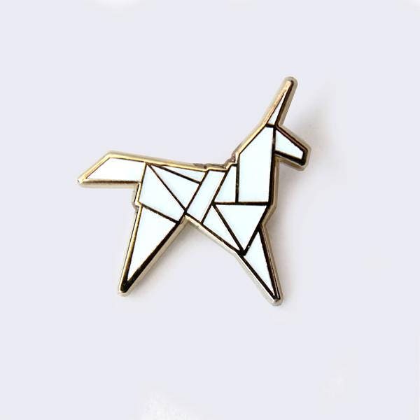 Origami Licorne Émail Pin Lueur dans le noir - Culture Japonaise Émail Pins - Licornes