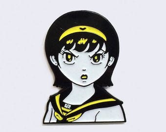 Angry Girl Manga Anime Style Glow in the Dark Enamel Pin - Japanese Enamel Pins