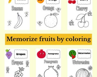 Livre de coloriage de fruits pour enfants | PDF imprimable | Activité d'apprentissage préscolaire