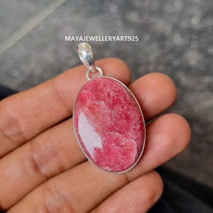 Pink Rhodonite Pendant: 925 Sterling Silver, Handmade Gemstone Jewelry