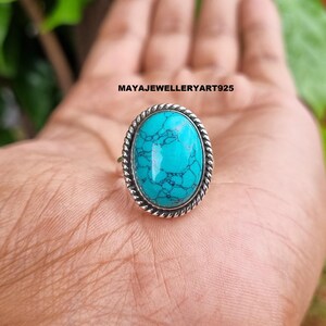 Handmade Turquoise Ring: 925 Sterling Silver Gemstone Ring