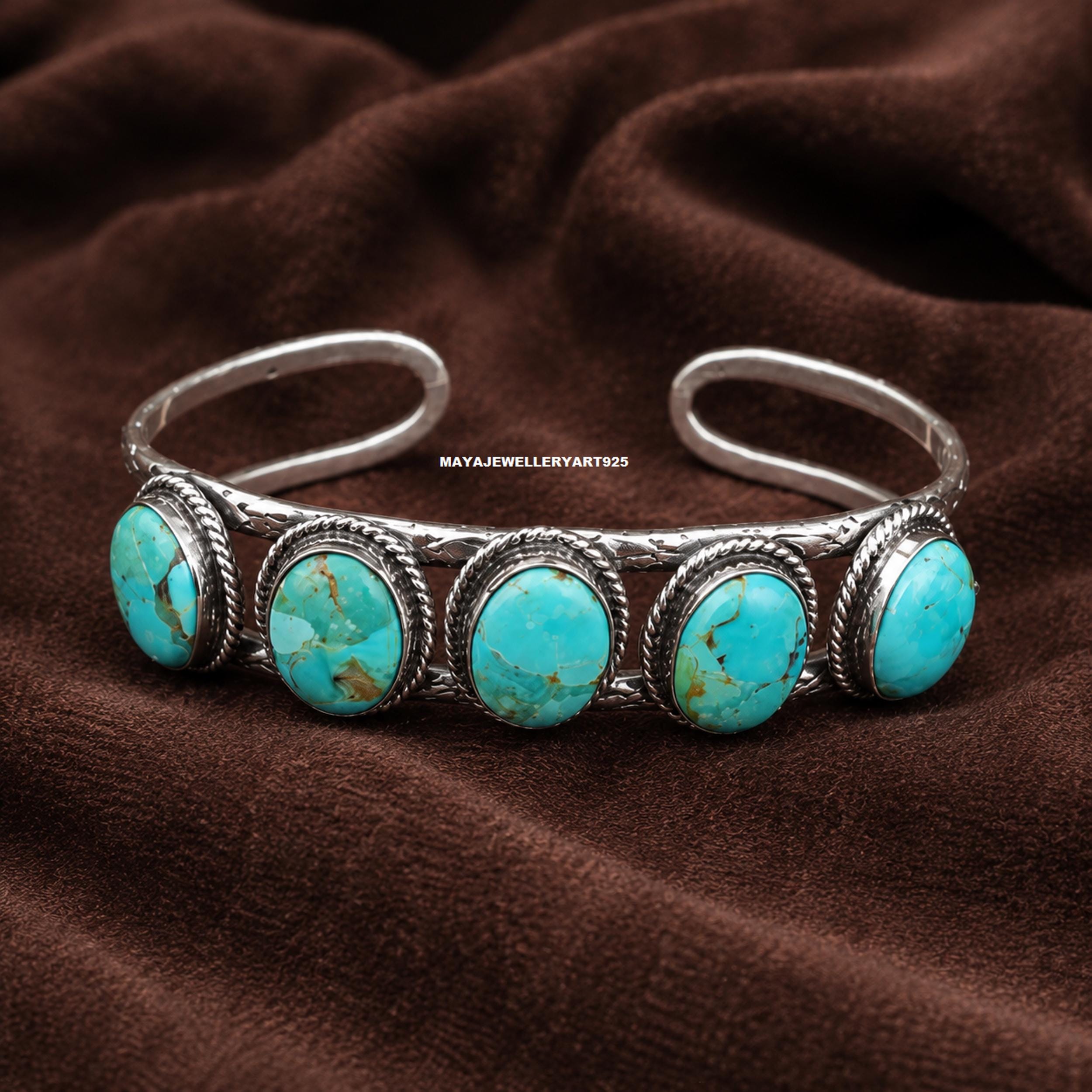Silver Turquoise Bangle - Etsy