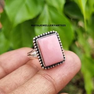 Natural Pink Opal Ring, 925 Sterling Silver Ring, Gemstone Ring, Handmade Ring, Women Ring, Pink Opal Jewelry, Minimalist Ring, Gift for him