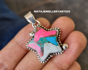 Handmade Cotton Candy Pendant, 925 Sterling Silver Star Pendant Necklace