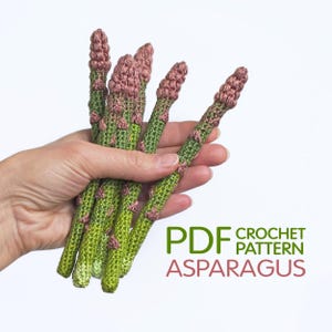 Asparagus Crochet Pattern PDF – Realistic Amigurumi Vegetable – Play Food & Spring Kitchen Decor