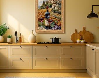 Tela com vinhedo toscano, paisagem italiana (decoração rústica para cozinha)