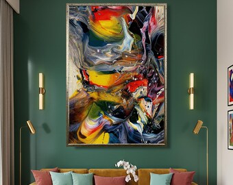 Colorful Abstract Canvas Print - Fluid Acrylic Pour Design