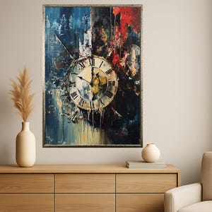 Abstract Clock Canvas Wall Art | Modern Timepiece Print | Colorful Home Decor