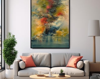 Abstract Tree Canvas, Colorful Nature Painting (Ready to Hang)