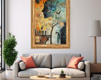 Arte mural abstracto surrealista: impresiones en lienzo coloridas (varios tamaños)