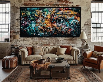 Graffiti Eye Canvas Art: Abstract Urban Street Painting