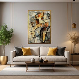 Abstract Face Canvas Wall Art | Modern Digital Print for Home and Living Room Decor