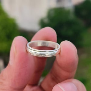 Hammered Sterling Silver Band Ring: Unisex Wedding Jewelry