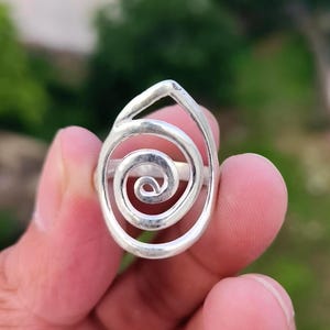 Handmade Spiral Silver Ring: Adjustable Boho Statement Jewelry