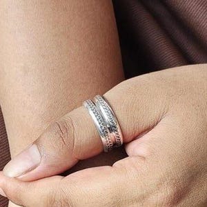 925 Sterling Silver Double Band Ring: Adjustable Open Band, Modern Unisex Jewelry