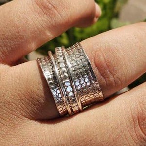 925 Sterling Silver Spinner Ring: Handmade Meditation Fidget Ring
