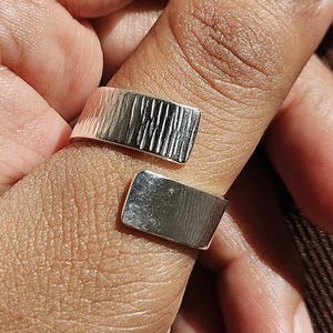 Hammered Sterling Silver Wrap Ring: Adjustable Unisex Thumb Ring