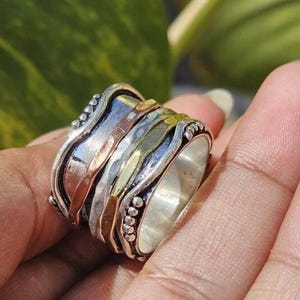 925 Sterling Silver Spinner Ring: Handmade Fidget Anxiety Band