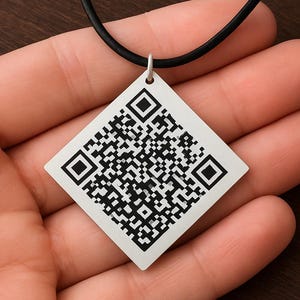 Personalized QR Code Necklace: Sterling Silver Memorial Gift